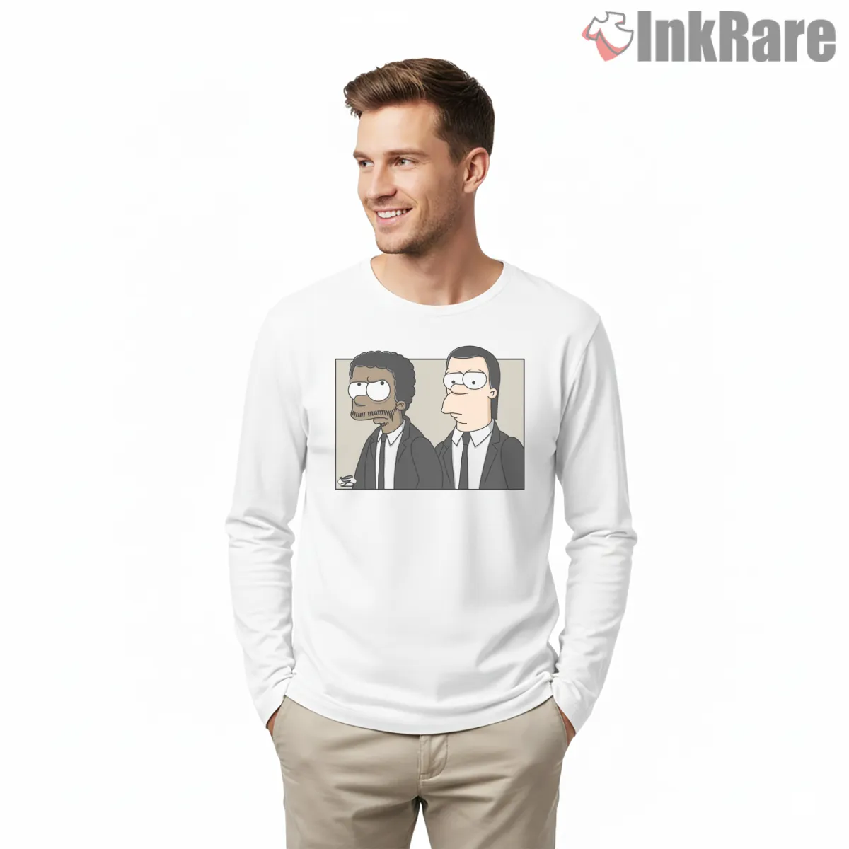 Vincent And Jules Cartoon Couch Shirt on white long sleeve shirt for men graphic tee