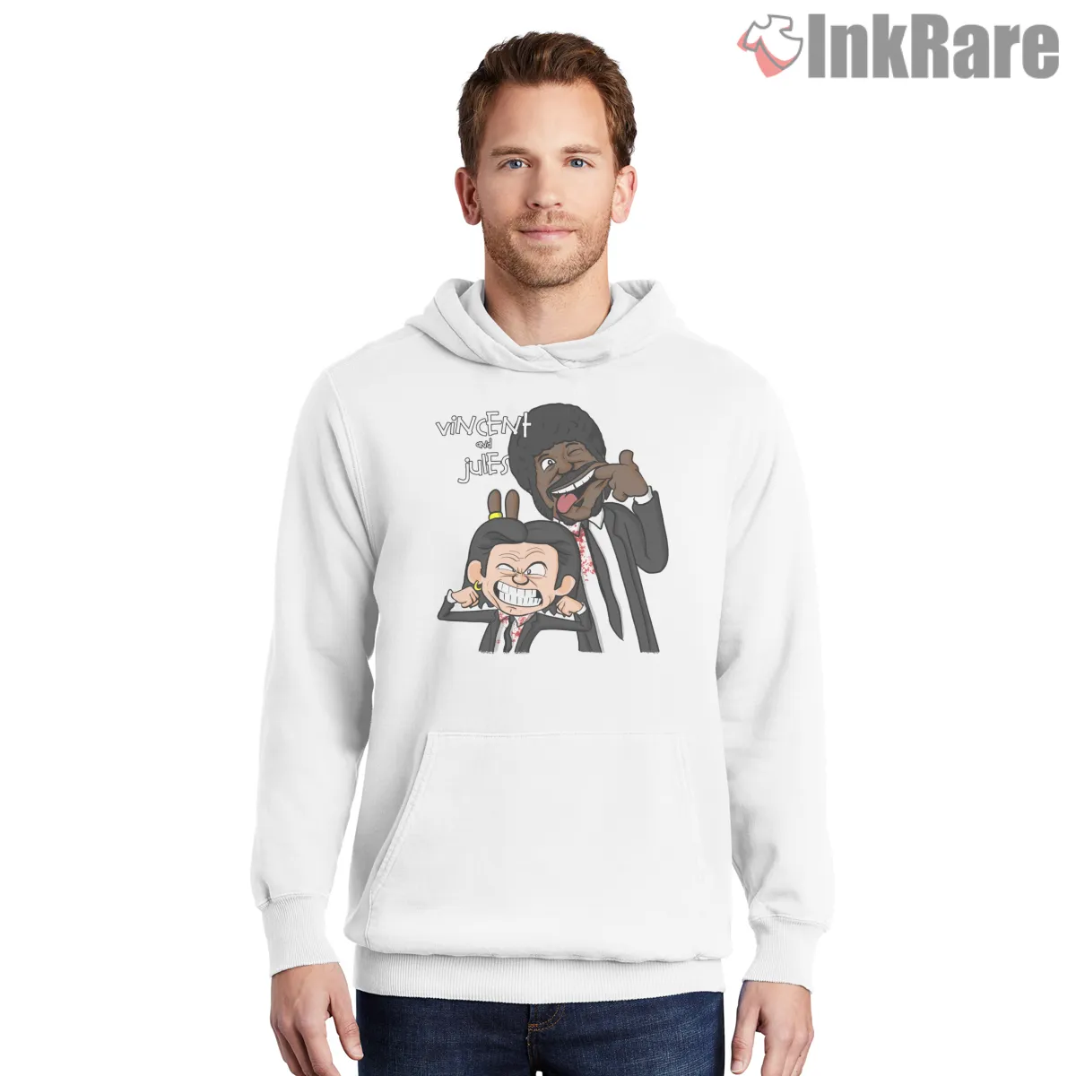 Vincent And Jules Chibi Duo Shirt on white hoodie for men graphic tee
