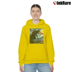 Women’s Vincent Van Gogh Starry Night Godzilla Art Cozy Hoodie in yellow | Warm, Structured, Stylish