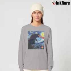 Women’s Vincent Van Gogh Starry Night Godzilla Art Long-Sleeve Top in sport grey | Sleek, Versatile, All-Season