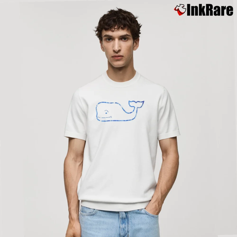 Men’s Vineyard Vines Whale Pocket Heathered Classic T-Shirt in white | Soft, Breathable Everyday Wear