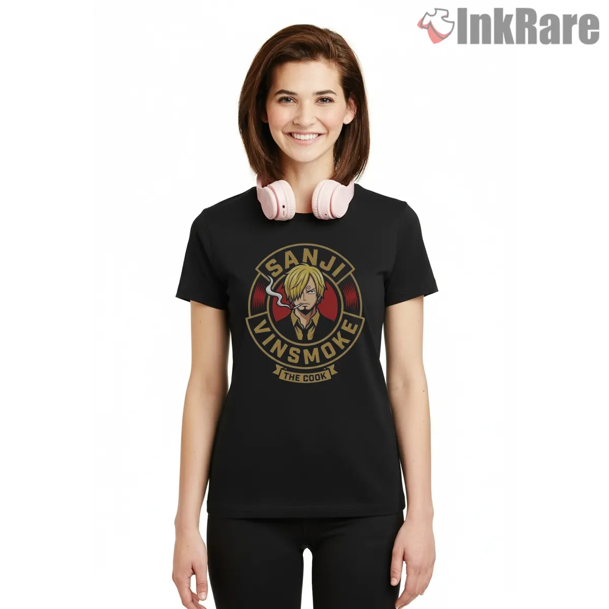 Vinsmoke Sanji Classic Cook Pirate Anime Short Sleeve Black Vinsmoke Sanji Classic Cook Pirate Anime Shirt on black short sleeve shirt for women graphic tee