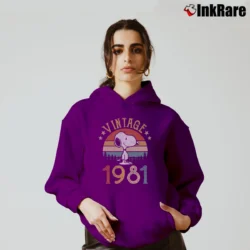 Women’s Vintage 1981 Snoopy Birthday Gift Cozy Hoodie in purple | Warm, Structured, Stylish