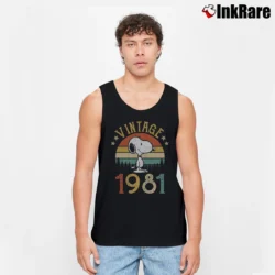 Men’s Vintage 1981 Snoopy Birthday Gift Tank Top in black | Breathable, Active-Friendly Design