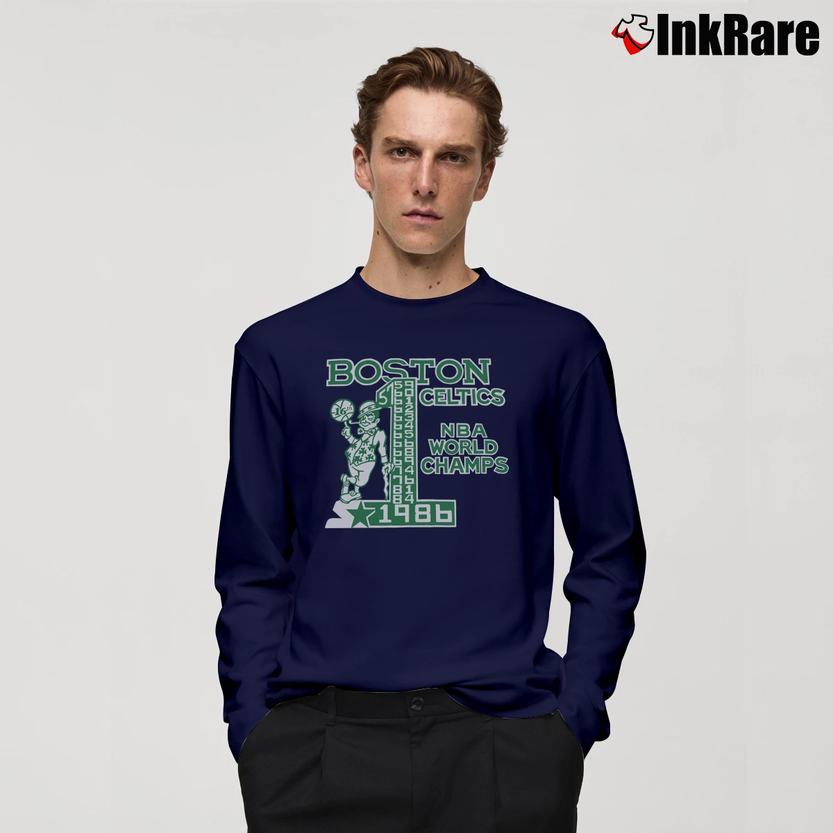 Vintage 1986 Boston Celtics Men’s Long-Sleeve Tee in navy – Versatile Layering Men’s Vintage 1986 Boston Celtics Long-Sleeve Shirt in navy | Sleek, Lightweight, Year-Round Wear