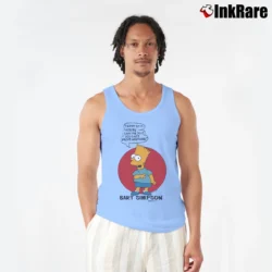 Men’s Vintage 1990 Bart Simpson Retro 90s Cartoon Comedy Tank Top in light blue | Breathable, Active-Friendly Design