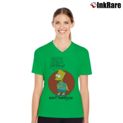 Women’s Vintage 1990 Bart Simpson Retro 90s Cartoon Comedy V-Neck Tee in irish green | Chic Neckline, Soft Texture