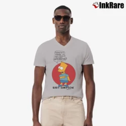 Men’s Vintage 1990 Bart Simpson Retro 90s Cartoon Comedy V-Neck Tee in sport grey | Sharp, Breathable, Everyday Staple