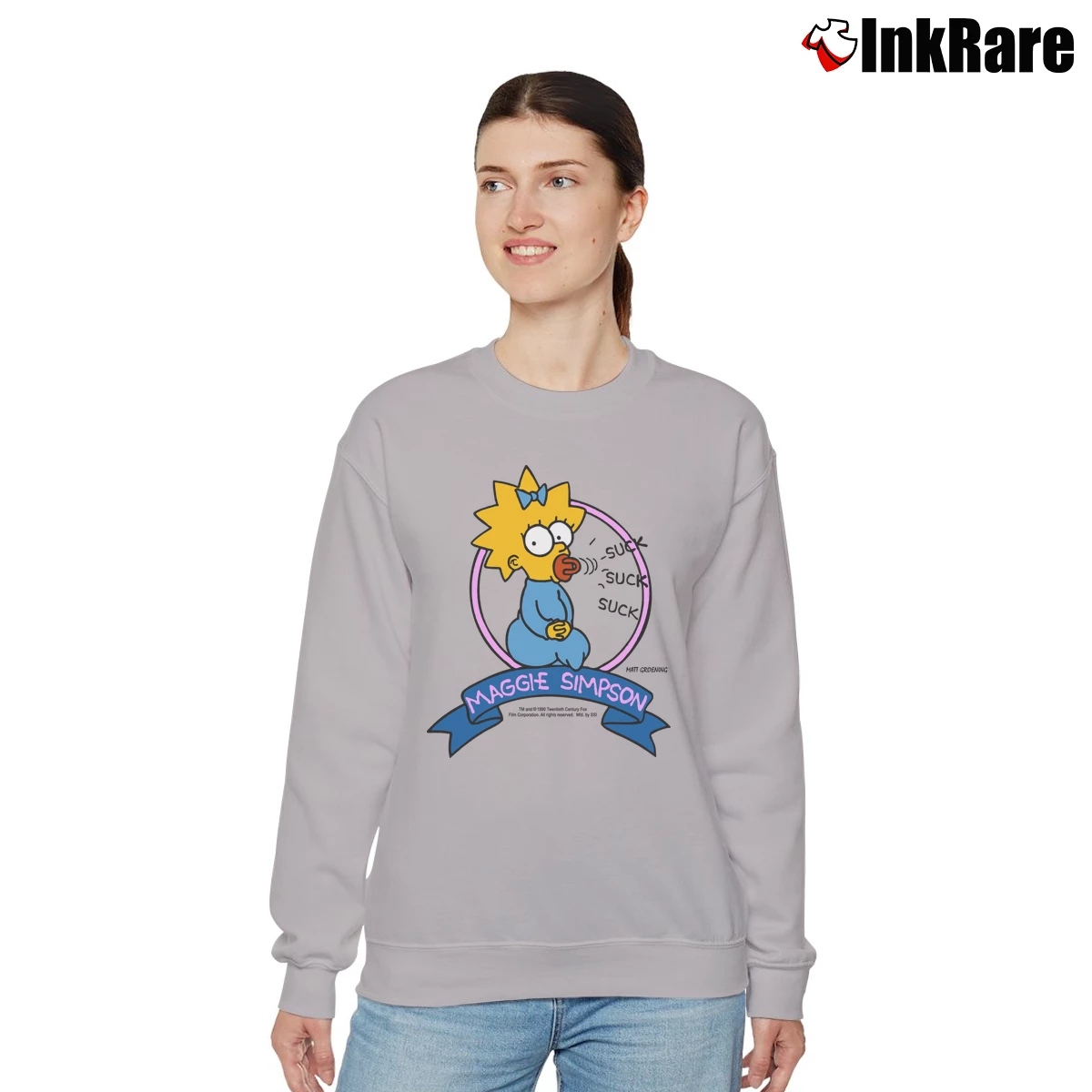 Women’s Vintage 1990 The Simpsons Maggie Simpson Relaxed Sweatshirt in sport grey | Soft, Laid-Back Vibe