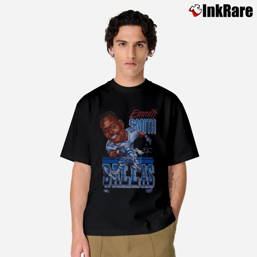 Men’s Vintage 1990s Emmitt Smith Dallas Cowboys Classic T-Shirt in black | Soft, Breathable Everyday Wear