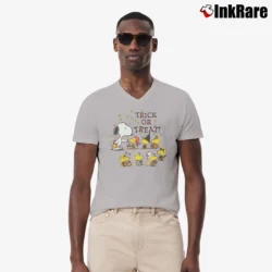 Men’s Vintage 1990s Snoopy Trick Or Treat Halloween V-Neck Tee in sport grey | Sharp, Breathable, Everyday Staple