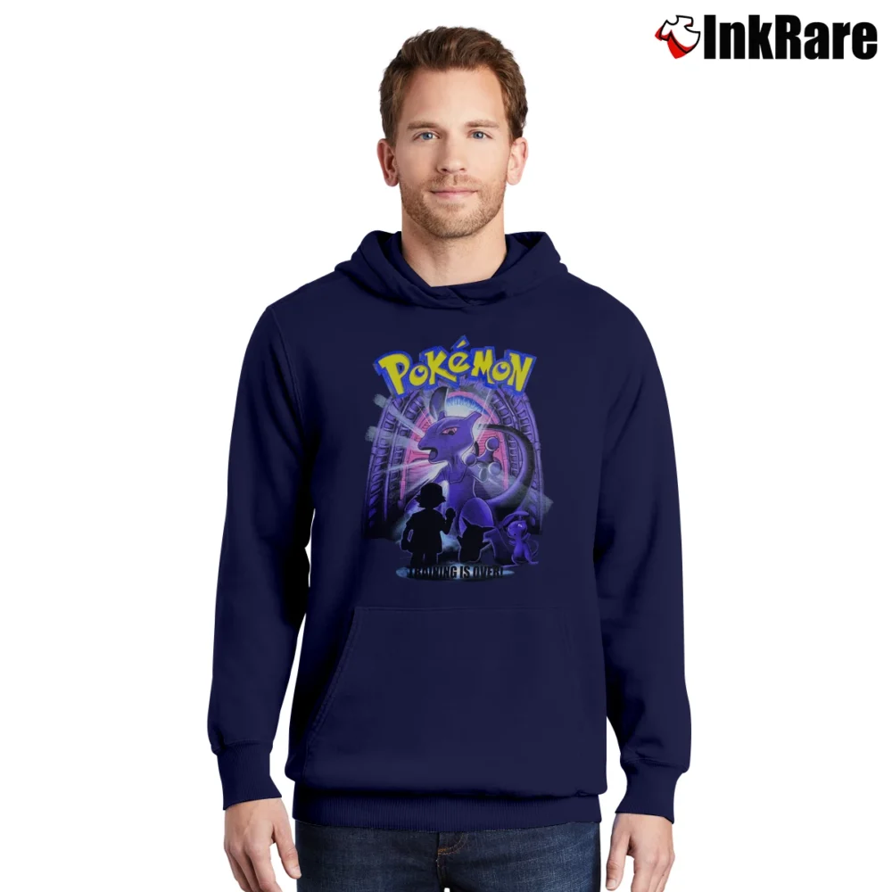 Men’s Vintage 1999 Mewtwo Cartoon Network Pokemon Pullover Hoodie in navy | Cozy, Durable, Modern Fit