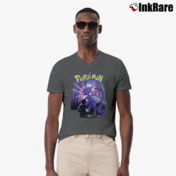 Men’s Vintage 1999 Mewtwo Cartoon Network Pokemon V-Neck Tee in charcoal | Sharp, Breathable, Everyday Staple
