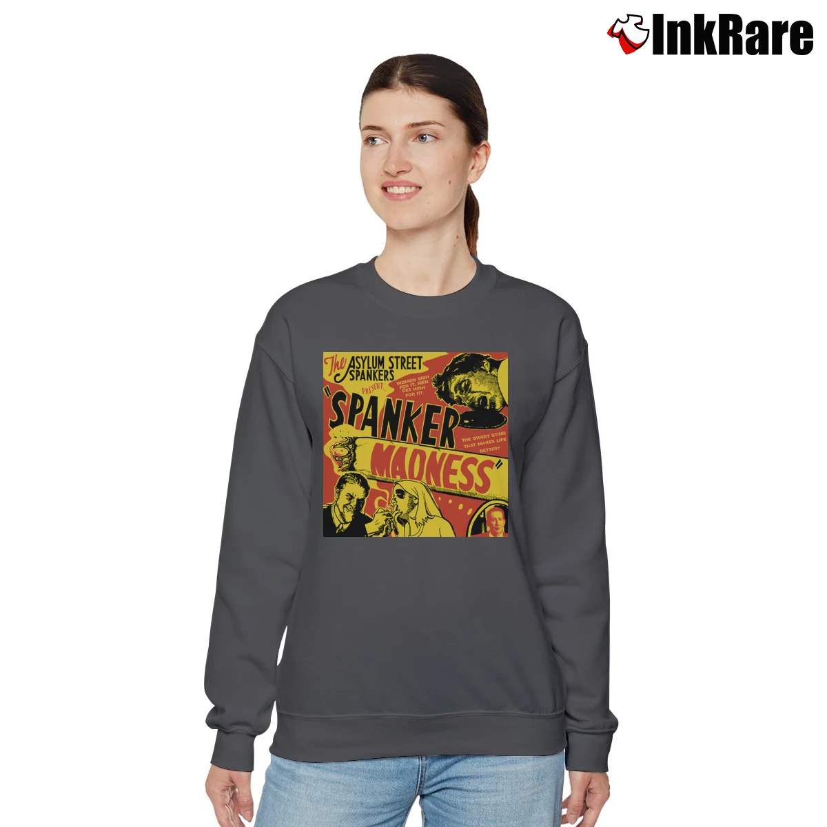 Women’s Vintage 2000 The Asylum Street Spankers Spanker Madness Relaxed Sweatshirt in charcoal | Soft, Laid-Back Vibe