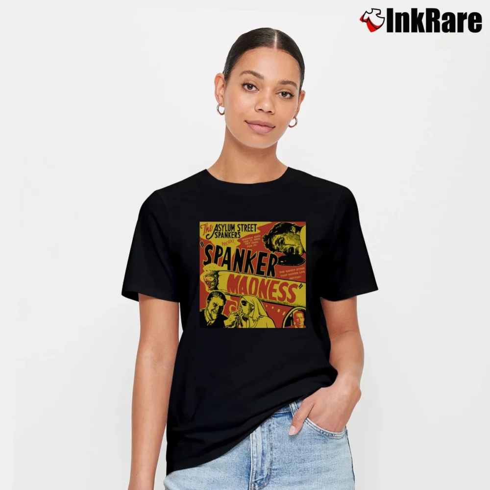 Women’s Vintage 2000 The Asylum Street Spankers Spanker Madness T-Shirt in black | Soft, Flattering Fit