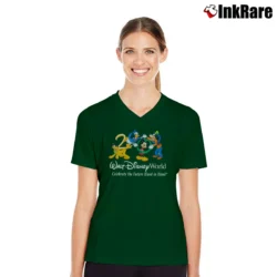 Women’s Vintage 2000 Walt Disney World V-Neck Tee in forest green | Chic Neckline, Soft Texture