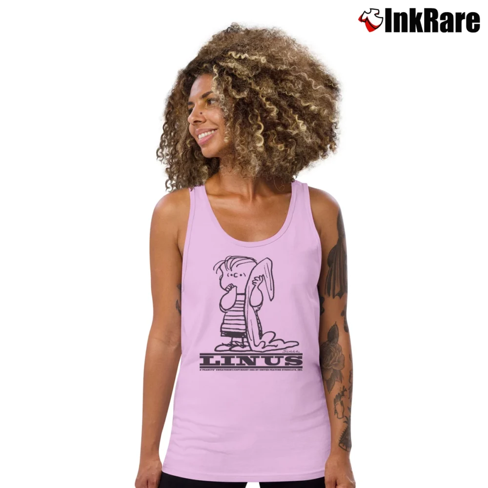 Women’s Vintage 60s Linus Peanuts Mayo Spruce Schultz Tank Top in light pink | Lightweight, Movement-Friendly