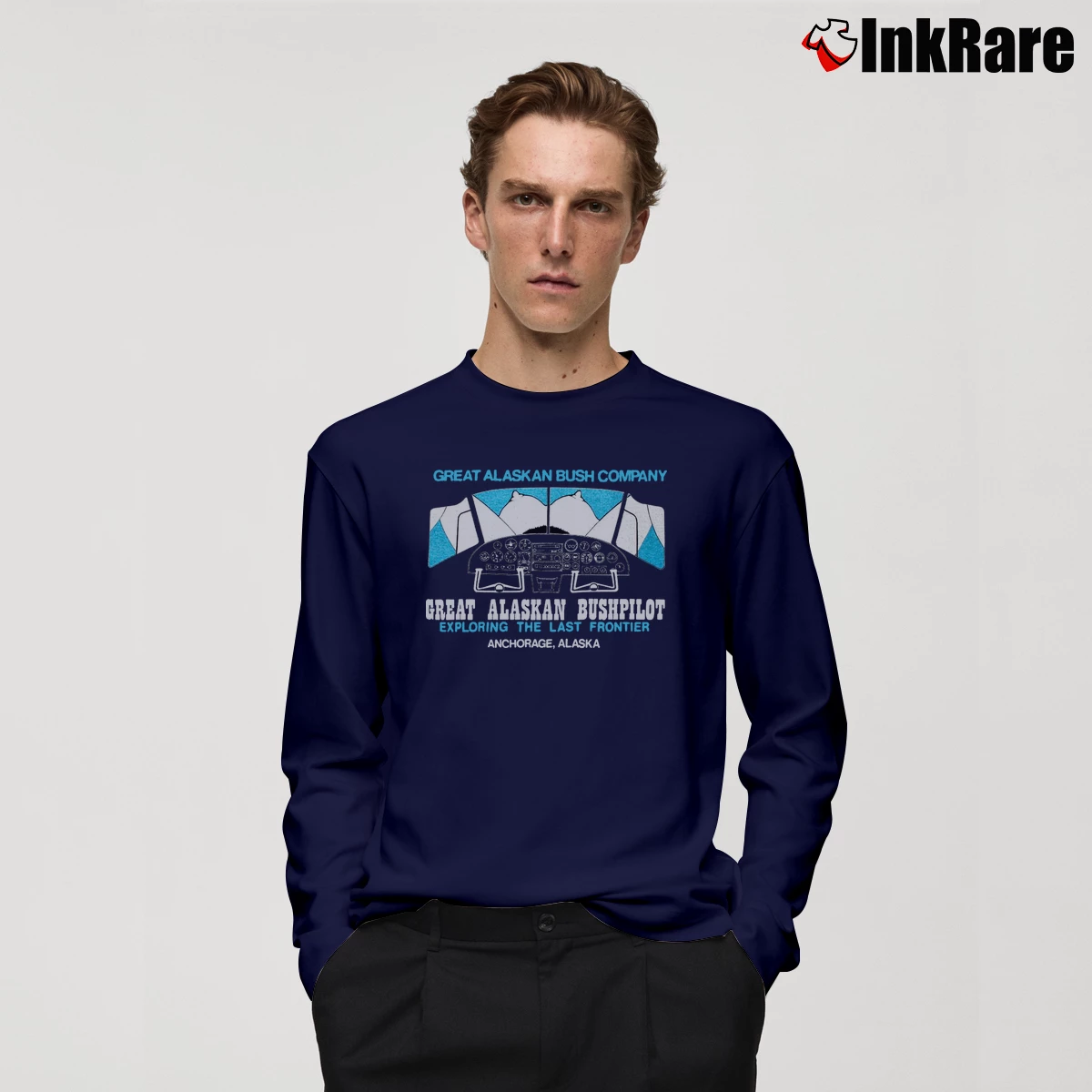 Men’s Vintage 80's the Great Alaskan Bush Company Long-Sleeve Shirt in navy | Sleek, Lightweight, Year-Round Wear