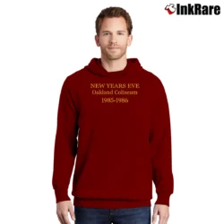 Men’s Vintage 80s Grateful Dead 1986 New Years Eve Oakland Coliseum Pullover Hoodie in maroon | Cozy, Durable, Modern Fit