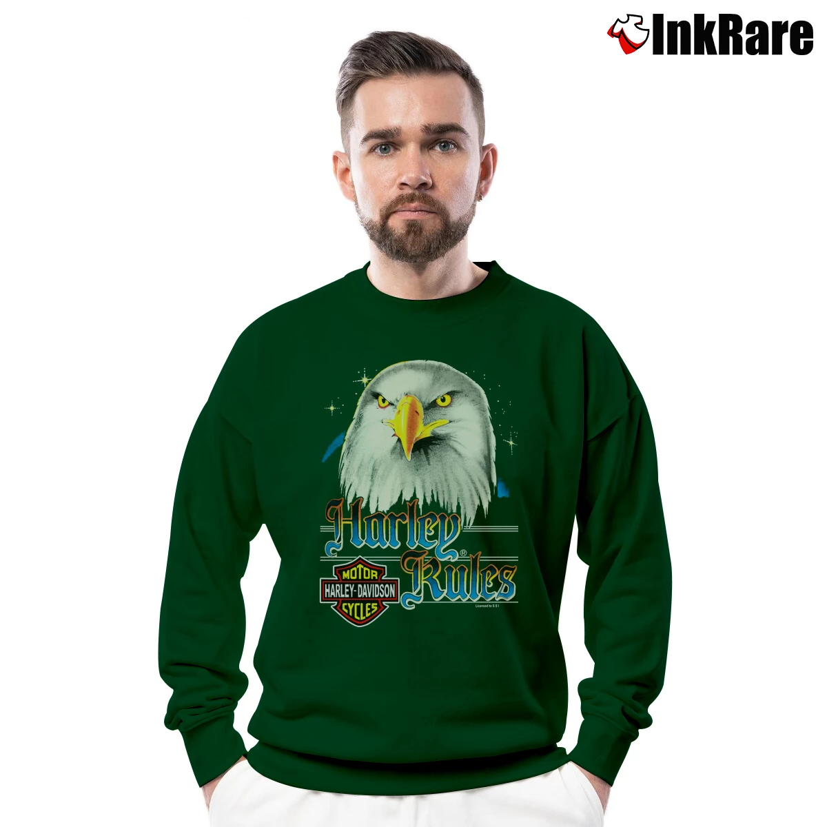 Vintage 80s Harley Davidson Righteous Ruler Eagle Men’s Crewneck Sweatshirt in forest green – Soft & Durable Men’s Vintage 80s Harley Davidson Righteous Ruler Eagle Crewneck Sweatshirt in forest green | Cozy Fabric, Clean Style