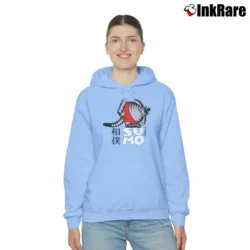 Women’s Vintage 80s Sumo Cat B Kliban Crazy Cozy Hoodie in light blue | Warm, Structured, Stylish