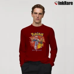 Men’s Vintage 90s 1999 Nintendo Pokemon Long-Sleeve Shirt in maroon | Sleek, Lightweight, Year-Round Wear