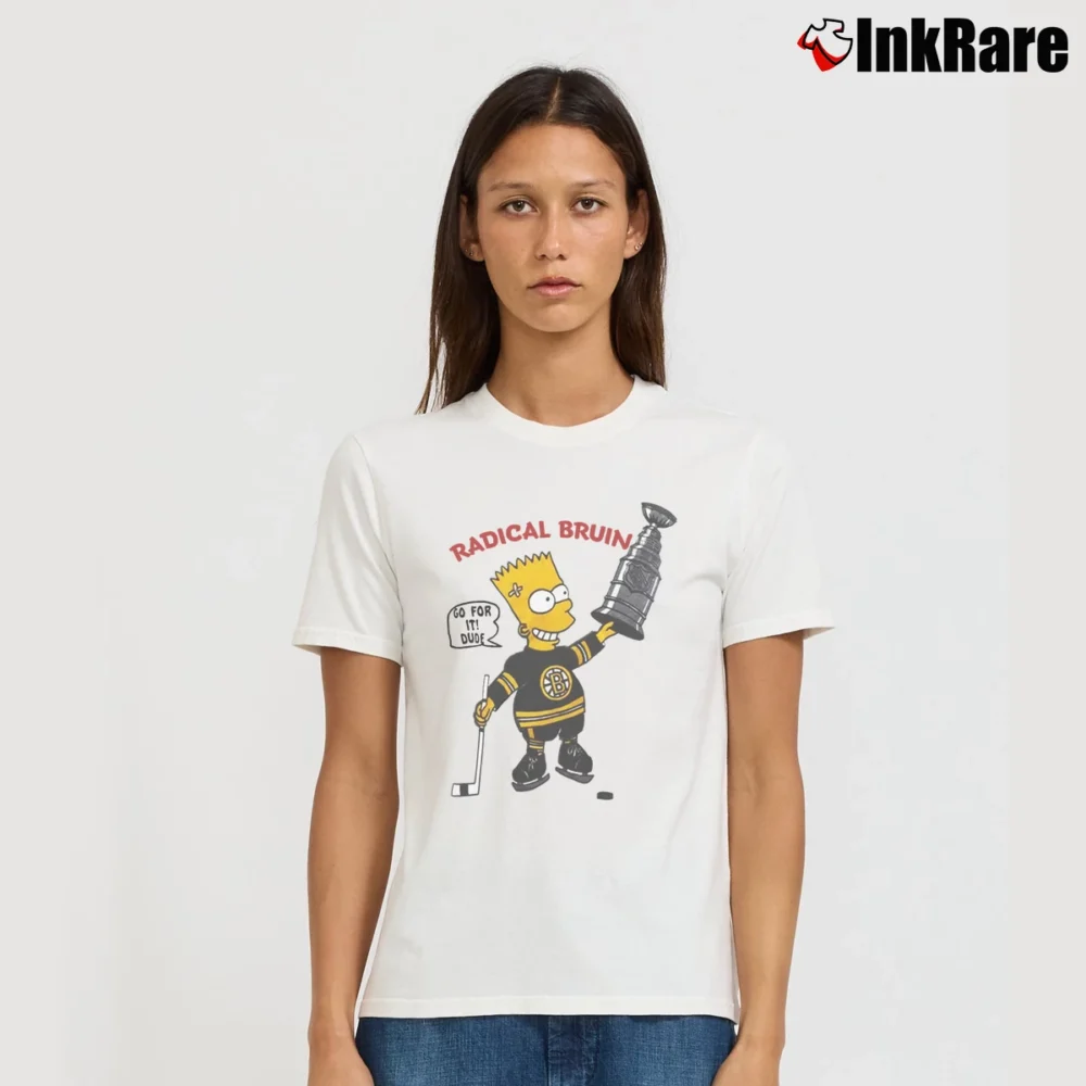 Women’s Vintage 90s Bart Simpson Radical Boston Bruins T-Shirt in white | Soft, Flattering Fit
