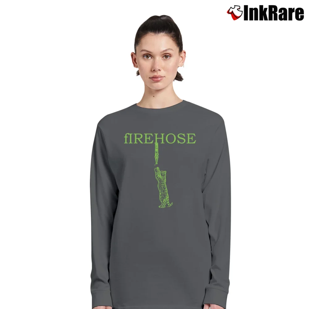 Women’s Vintage 90s Firehose Cat Rock Band Graphic Long-Sleeve Top in charcoal | Sleek, Versatile, All-Season
