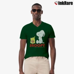 Men’s Vintage 90s Peanuts Snoopy Cookies V-Neck Tee in forest green | Sharp, Breathable, Everyday Staple