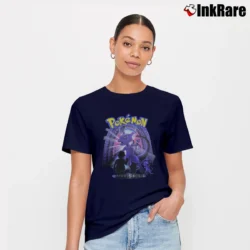 Women’s Vintage 90s Pokemon Movie Promo Mewtwo Training Is Over Signature T-Shirt in navy | Soft, Flattering Fit