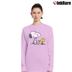 Women’s Vintage 90s Snoopy And Woodstock Peanuts Graphic Long-Sleeve Top in light pink | Sleek, Versatile, All-Season