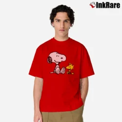Men’s Vintage 90s Snoopy And Woodstock Peanuts Graphic Classic T-Shirt in red | Soft, Breathable Everyday Wear