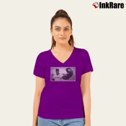 Women’s Vintage Baseball Willie Mays for MLB Fans V-Neck Tee in purple | Chic Neckline, Soft Texture