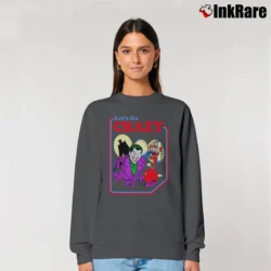 Women’s Vintage Batman Joker Harley Quinn Let's Go Crazy Relaxed Sweatshirt in charcoal | Soft, Laid-Back Vibe
