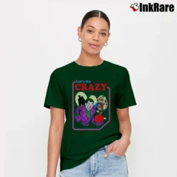 Women’s Vintage Batman Joker Harley Quinn Let's Go Crazy Signature T-Shirt in forest green | Soft, Flattering Fit