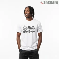Vintage Beastie Boys Hand Drawn Faces Shirt on white short sleeve shirt for men graphic tee