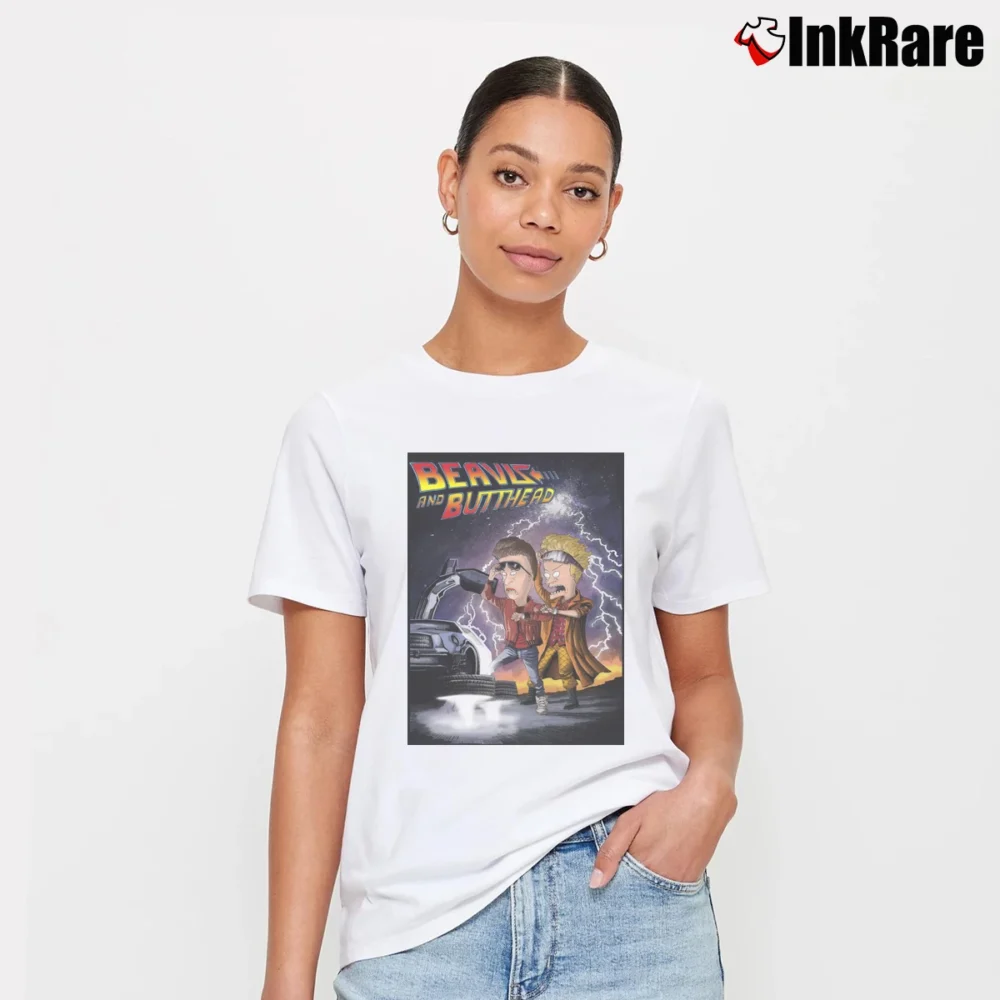Women’s Vintage Beavis And Butthead Back To The Future T-Shirt in white | Soft, Flattering Fit