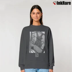 Women’s Vintage Cat Wants In Funny Stuart Katt Relaxed Sweatshirt in charcoal | Soft, Laid-Back Vibe