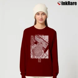 Women’s Vintage Cat Wants Out Funny Stuart Katt Long-Sleeve Top in maroon | Sleek, Versatile, All-Season