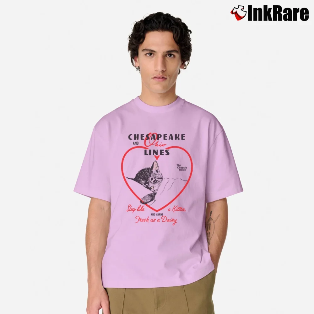 Men’s Vintage Chessie Cat Chesapeake Ohio Railway NOS Graphic Classic T-Shirt in light pink | Soft, Breathable Everyday Wear