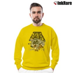Men’s Vintage Disney Star War Mickey And Friends Crewneck Sweatshirt in yellow | Cozy Fabric, Clean Style
