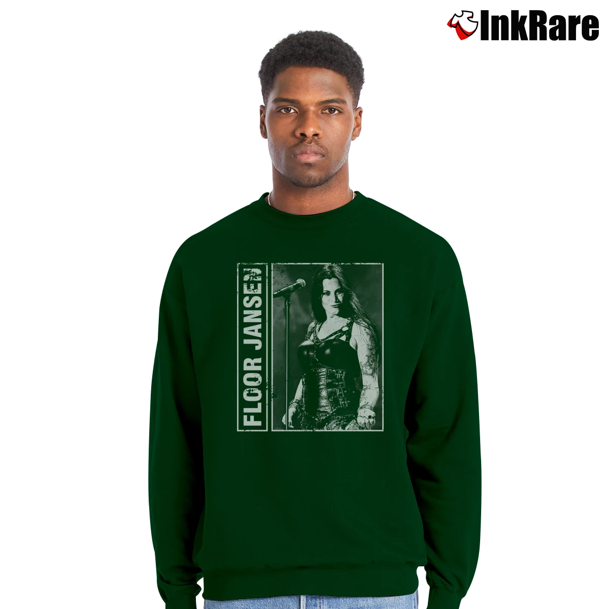 Men’s Vintage Distressed Floor Jansen Crewneck Sweatshirt in forest green | Cozy Fabric, Clean Style