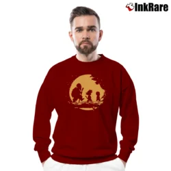 Men’s Vintage Dragon Ball Z Goku Krillin Master Roshi Trio Crewneck Sweatshirt in maroon | Cozy Fabric, Clean Style