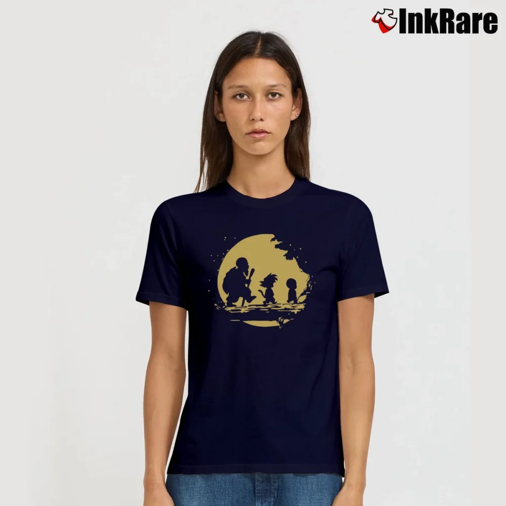 Women’s Vintage Dragon Ball Z Goku Krillin Master Roshi Trio Signature T-Shirt in navy | Soft, Flattering Fit