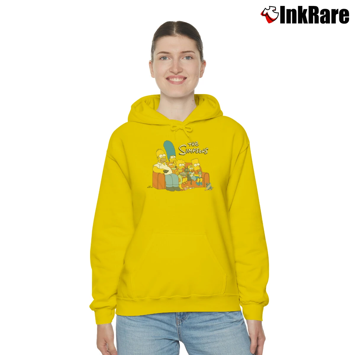 Women’s Vintage Family Couch The Simpsons Cozy Hoodie in yellow | Warm, Structured, Stylish
