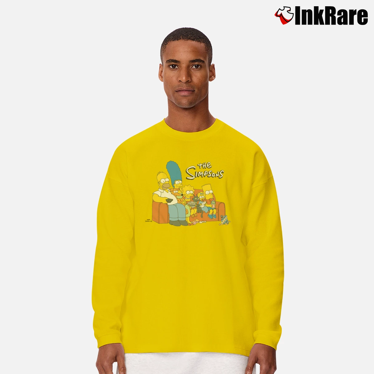 Men’s Vintage Family Couch The Simpsons Long-Sleeve Shirt in yellow | Sleek, Lightweight, Year-Round Wear