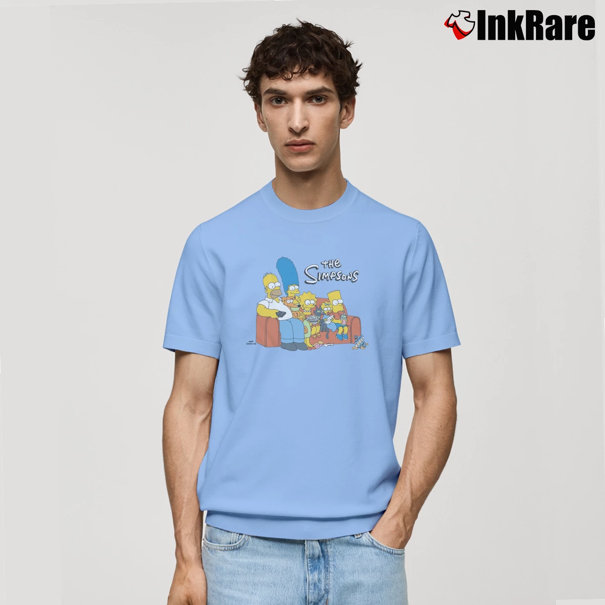 Men’s Vintage Family Couch The Simpsons Classic T-Shirt in light blue | Soft, Breathable Everyday Wear