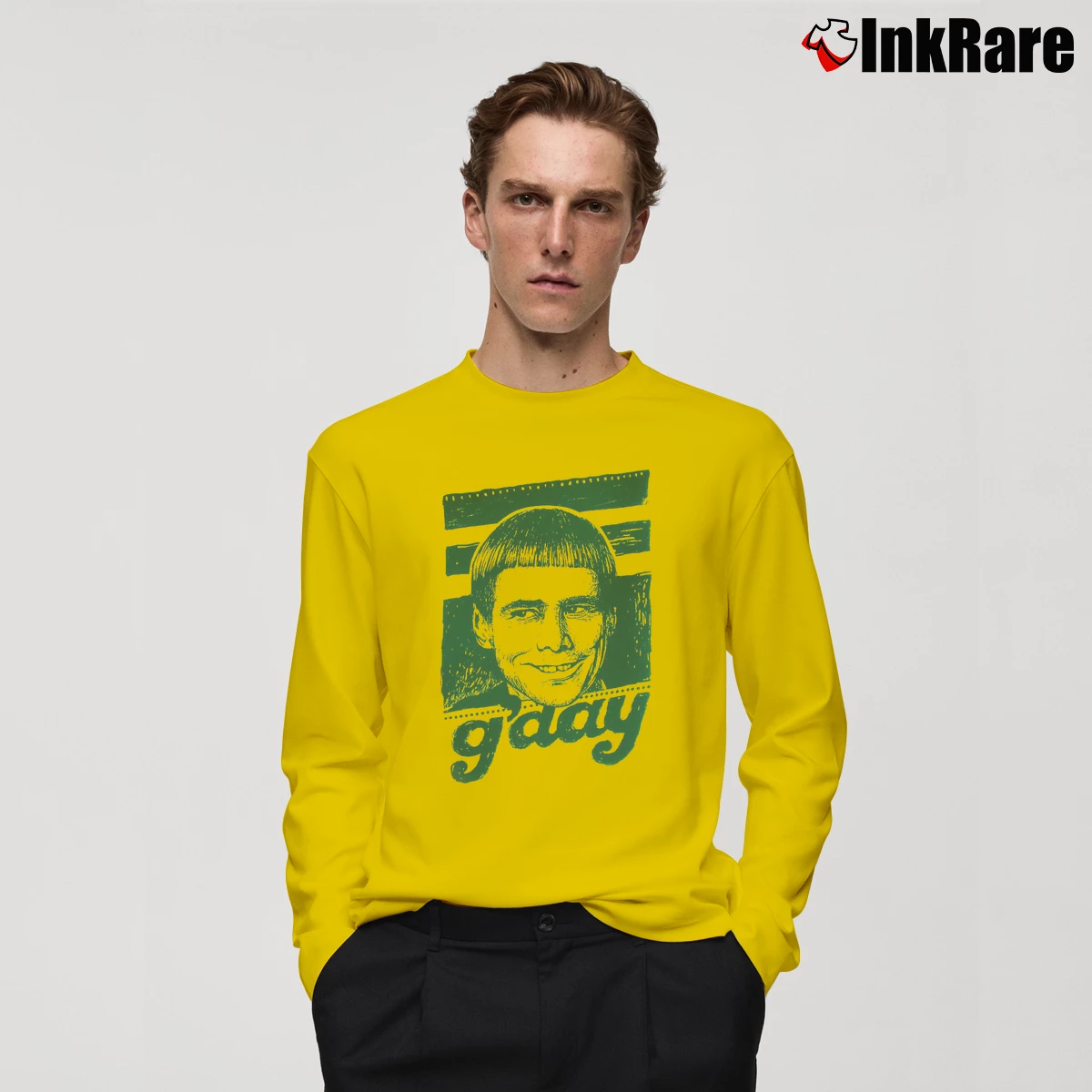 Vintage G Day Lloyd Christmas Men’s Long-Sleeve Tee in yellow – Versatile Layering Men’s Vintage G Day Lloyd Christmas Long-Sleeve Shirt in yellow | Sleek, Lightweight, Year-Round Wear
