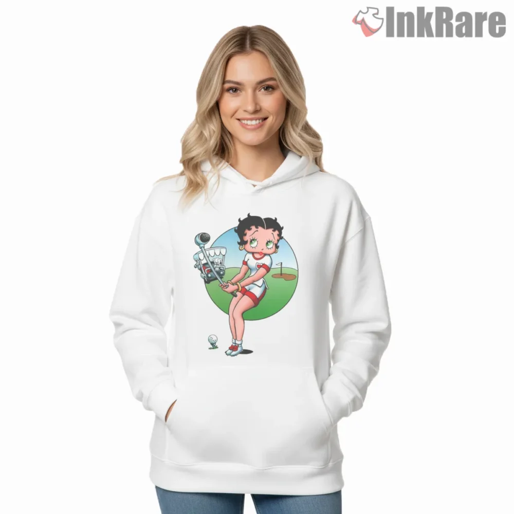 Vintage Golfer Betty Boop On The Green Shirt on white hoodie for women graphic tee