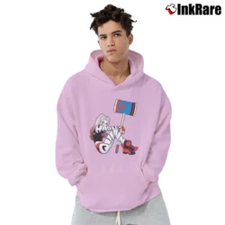 Men’s Vintage Harley Quinn Graphic Pullover Hoodie in light pink | Cozy, Durable, Modern Fit